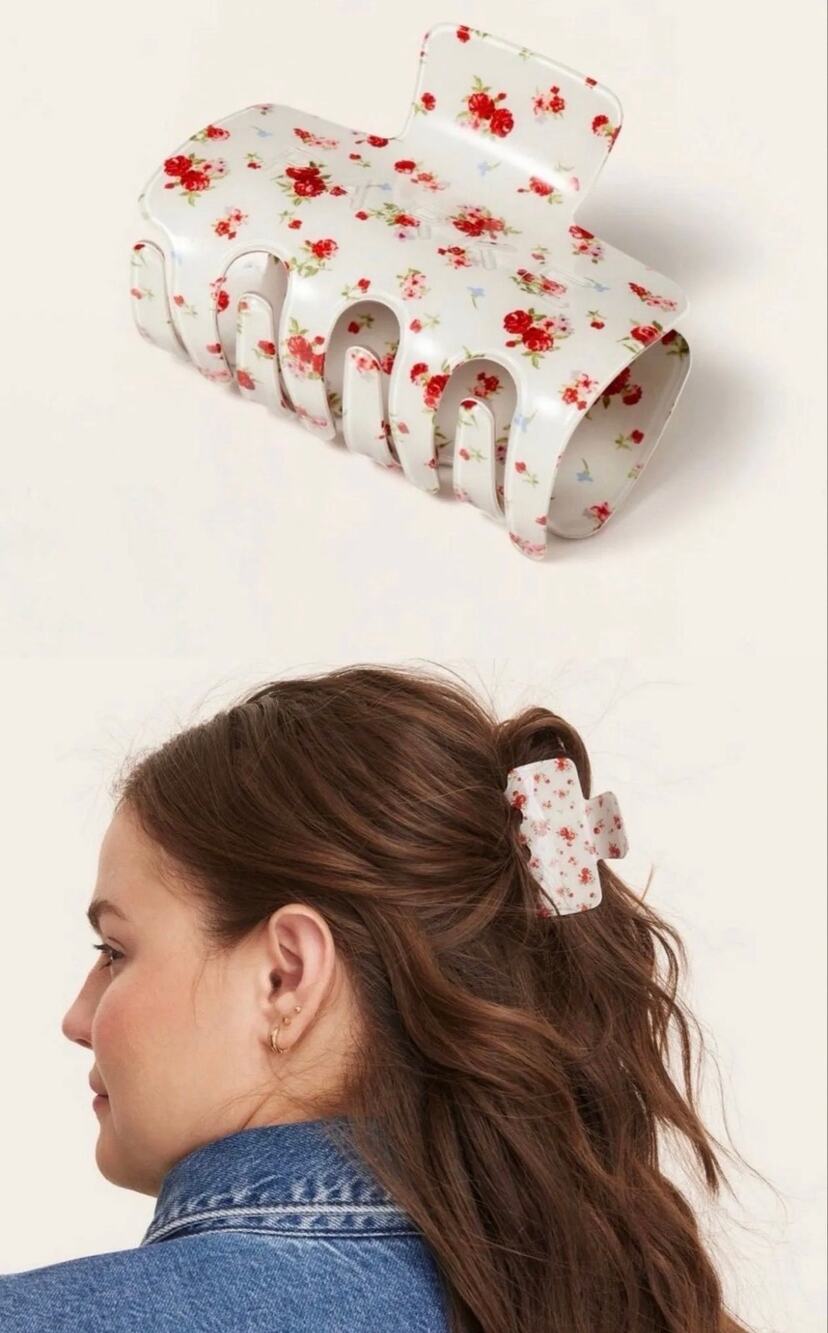 NWT PARKE Floral Rose Large Hair Claw Clip